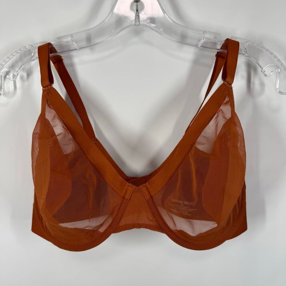 A17 Harper Wilde Comfort Mesh Plunge Bra Soft Sheer Underwire size 34F/DDD